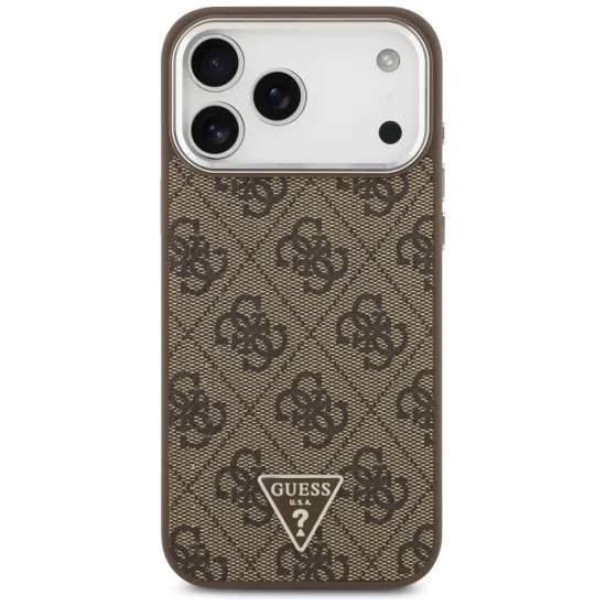 Калъф за iPhone 17 Pro Max - Guess - Hardcase 4G Triangle Logo MagSafe (GUHMP17XP4TSRCMW) - Кафяв