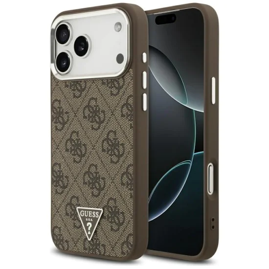 Калъф за iPhone 17 Pro Max - Guess - Hardcase 4G Triangle Logo MagSafe (GUHMP17XP4TSRCMW) - Кафяв
