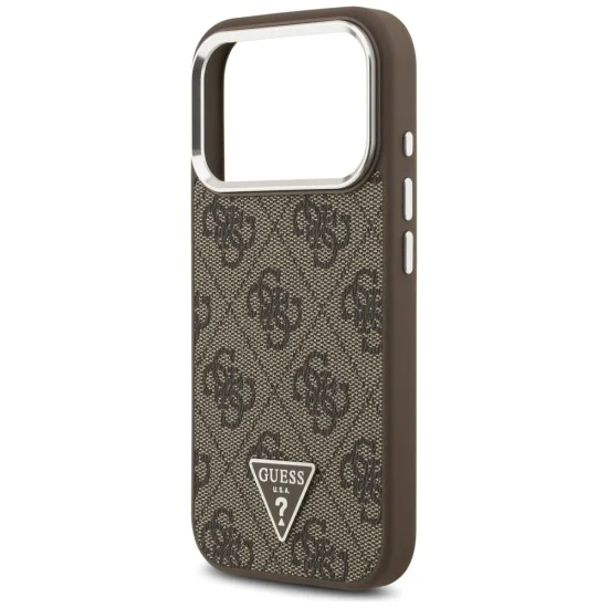 Калъф за iPhone 17 Pro - Guess - Hardcase 4G Triangle Logo MagSafe (GUHMP17LP4TSRCMW) - Кафяв