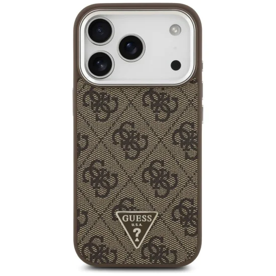 Калъф за iPhone 17 Pro - Guess - Hardcase 4G Triangle Logo MagSafe (GUHMP17LP4TSRCMW) - Кафяв