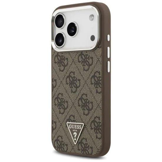 Калъф за iPhone 17 Pro - Guess - Hardcase 4G Triangle Logo MagSafe (GUHMP17LP4TSRCMW) - Кафяв