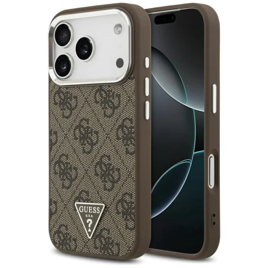 Калъф за iPhone 17 Pro - Guess - Hardcase 4G Triangle Logo MagSafe (GUHMP17LP4TSRCMW) - Кафяв