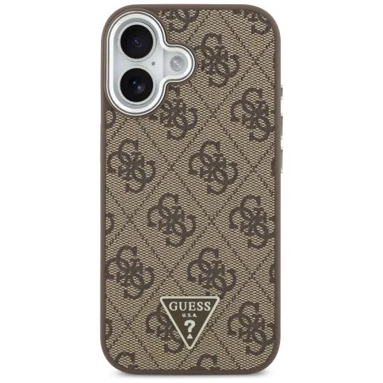 Калъф за iPhone 17 - Guess - Hardcase 4G Triangle Logo MagSafe (GUHMP17SP4TSRCMW) - Кафяв