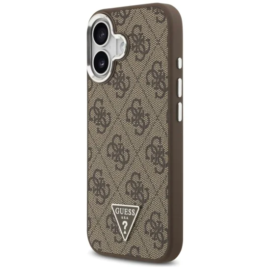 Калъф за iPhone 17 - Guess - Hardcase 4G Triangle Logo MagSafe (GUHMP17SP4TSRCMW) - Кафяв