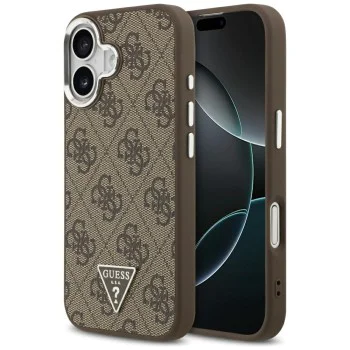 Калъф за iPhone 17 - Guess - Hardcase 4G Triangle Logo MagSafe (GUHMP17SP4TSRCMW) - Кафяв