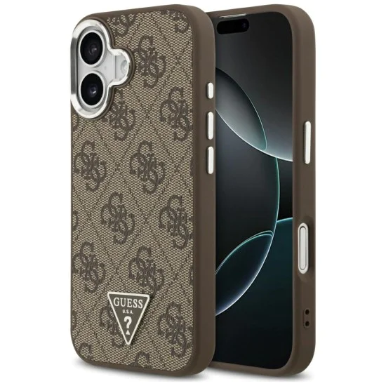 Калъф за iPhone 17 - Guess - Hardcase 4G Triangle Logo MagSafe (GUHMP17SP4TSRCMW) - Кафяв