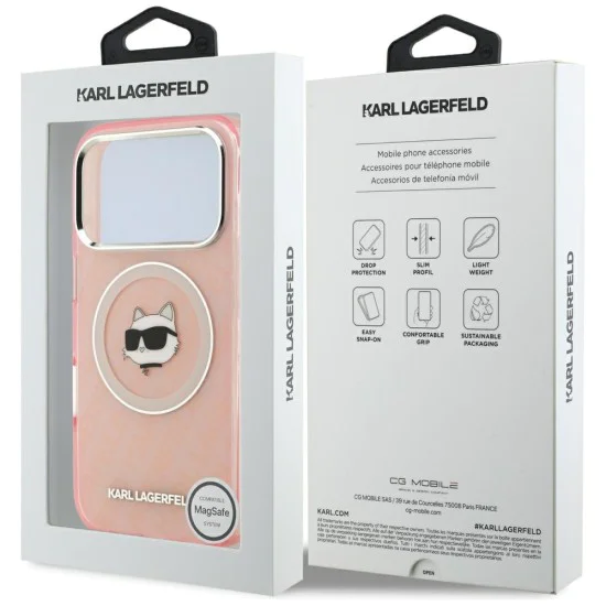 Калъф за iPhone 17 Pro Max - Karl Lagerfeld - IML MagSafe (KLHMP17XHMKBCHOP) - Розов