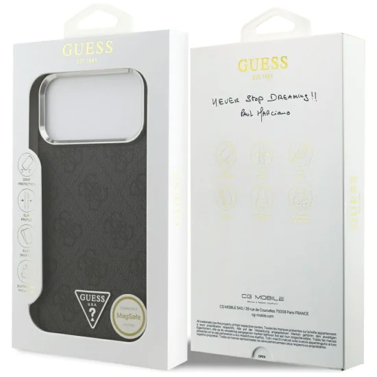Калъф за iPhone 17 Pro Max - Guess - Hardcase 4G Triangle Logo MagSafe (GUHMP17XP4TSRCMK) - Черен