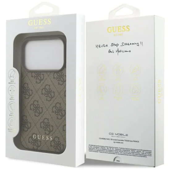 Калъф за iPhone 17 Pro - Guess - Hardcase 4G Classic (GUHCP17LG4GFBR) - Кафяв