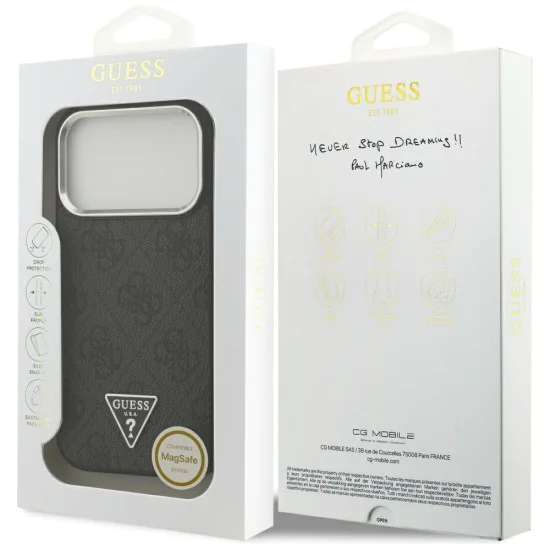 Калъф за iPhone 17 Pro - Guess - Hardcase 4G Triangle Logo MagSafe (GUHMP17LP4TSRCMK) - Черен