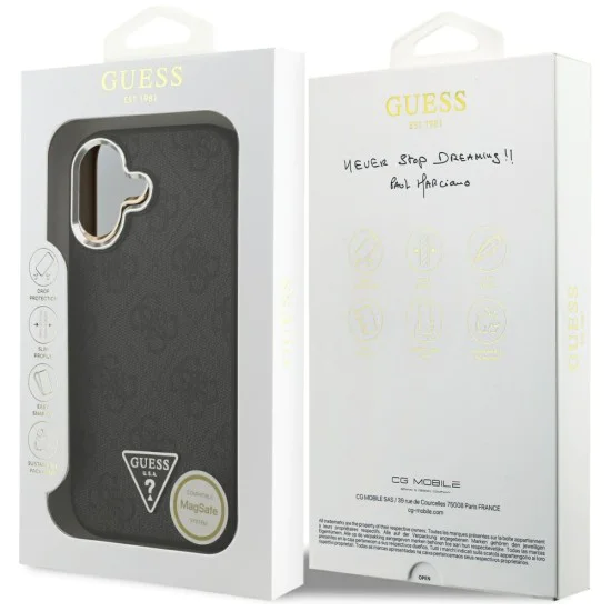 Калъф за iPhone 17 - Guess - Hardcase 4G Triangle Logo MagSafe (GUHMP17SP4TSRCMK) - Черен