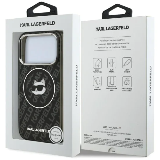 Калъф за iPhone 17 Pro - Karl Lagerfeld - IML MagSafe (KLHMP17LHMKBCHOK) - Черен