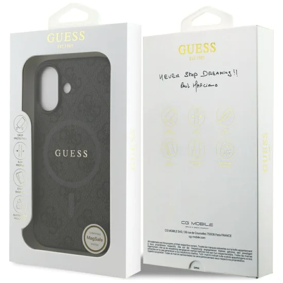 Калъф за iPhone 17 - Guess - 4G Ring Classic Logo MagSafe (GUHMP17SG4GFRK) - Черен