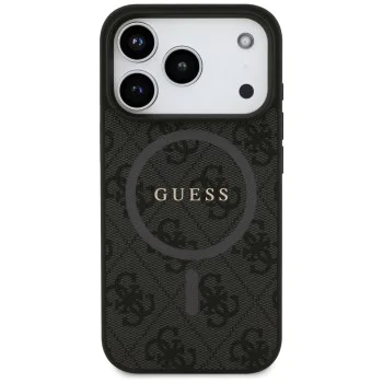 Калъф за iPhone 17 Pro - Guess - 4G Ring Classic Logo MagSafe (GUHMP17LG4GFRK) - Черен