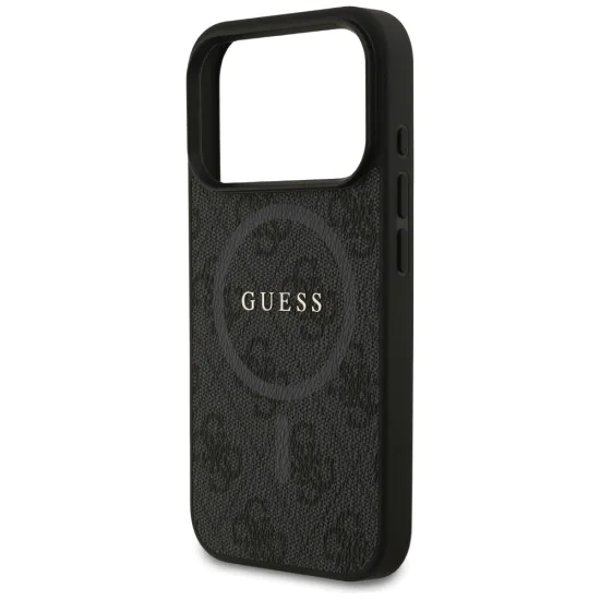 Калъф за iPhone 17 Pro - Guess - 4G Ring Classic Logo MagSafe (GUHMP17LG4GFRK) - Черен