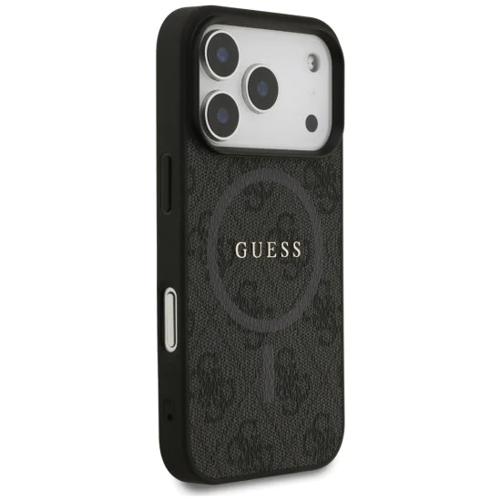 Калъф за iPhone 17 Pro - Guess - 4G Ring Classic Logo MagSafe (GUHMP17LG4GFRK) - Черен