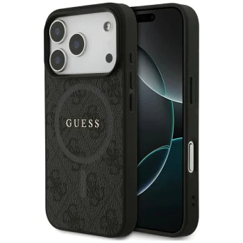 Калъф за iPhone 17 Pro - Guess - 4G Ring Classic Logo MagSafe (GUHMP17LG4GFRK) - Черен