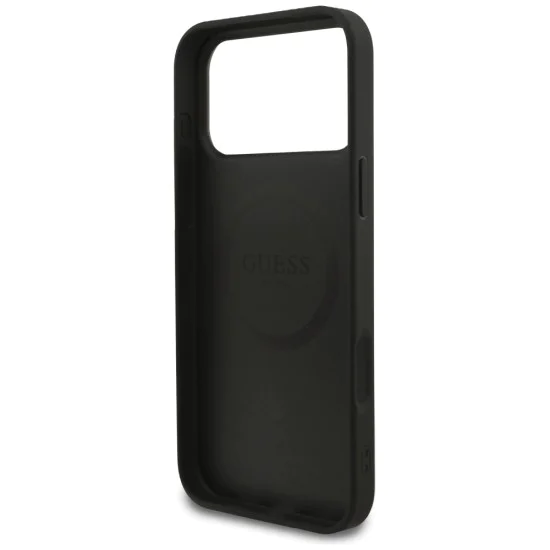 Калъф за iPhone 17 Pro Max - Guess - 4G Ring Classic Logo MagSafe (GUHMP17XG4GFRK) - Черен