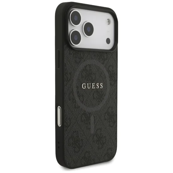 Калъф за iPhone 17 Pro Max - Guess - 4G Ring Classic Logo MagSafe (GUHMP17XG4GFRK) - Черен