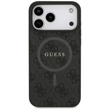Калъф за iPhone 17 Pro Max - Guess - 4G Ring Classic Logo MagSafe (GUHMP17XG4GFRK) - Черен