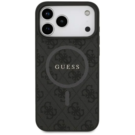 Калъф за iPhone 17 Pro Max - Guess - 4G Ring Classic Logo MagSafe (GUHMP17XG4GFRK) - Черен