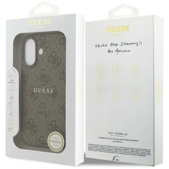 Калъф за iPhone 17 - Guess - 4G Ring Classic Logo MagSafe (GUHMP17SG4GFRW) - Кафяв