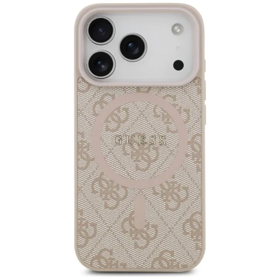 Калъф за iPhone 17 Pro Max - Guess - 4G Ring Classic Logo MagSafe (GUHMP17XG4GFRP) - Розов