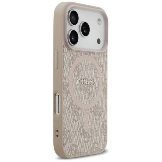 Калъф за iPhone 17 Pro Max - Guess - 4G Ring Classic Logo MagSafe (GUHMP17XG4GFRP) - Розов