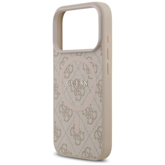 Калъф за iPhone 17 Pro – с MagSafe – Guess (GUHMP17LG4GFRP) 4G Ring Classic Logo – Розов