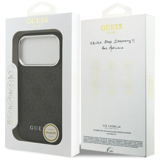 Калъф за iPhone 17 Pro - Guess - Hardcase 4G Classic Logo MagSafe (GUHMP17LP4GSSMCK) - Черен