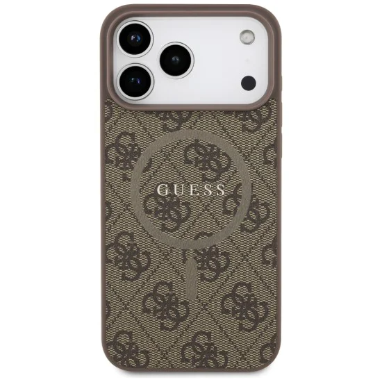Калъф за iPhone 17 Pro - Guess - 4G Ring Classic Logo MagSafe (GUHMP17LG4GFRW) - Кафяв