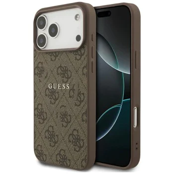 Калъф за iPhone 17 Pro - Guess - 4G Ring Classic Logo MagSafe (GUHMP17LG4GFRW) - Кафяв