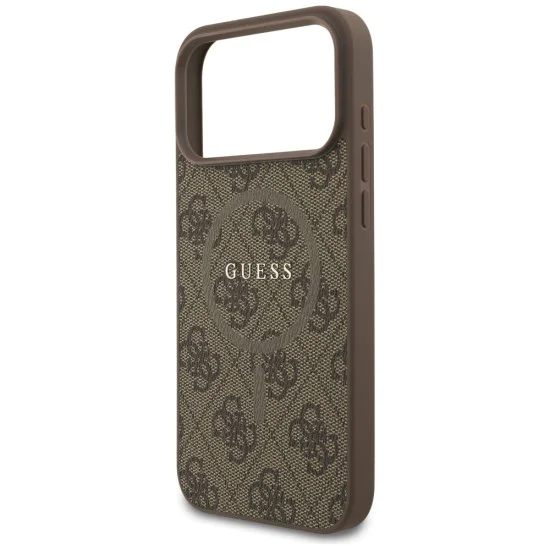 Калъф за iPhone 17 Pro Max - Guess - 4G Ring Classic Logo MagSafe (GUHMP17XG4GFRW) - Кафяв