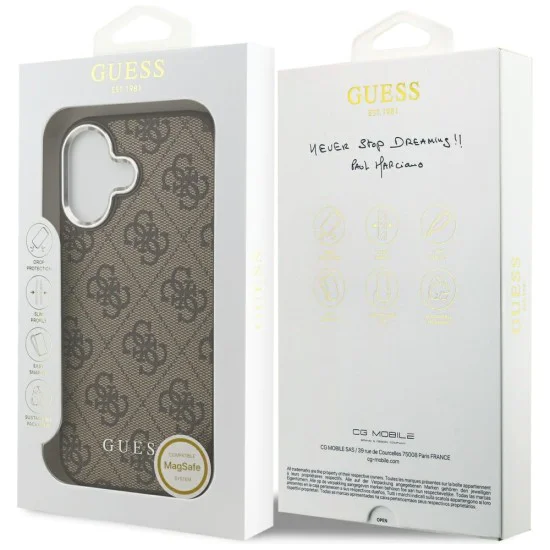 Калъф за iPhone 17 - Guess - Hardcase 4G Classic Logo MagSafe (GUHMP17SP4GSSMCW) - Кафяв