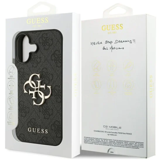 Калъф за iPhone 17 - Guess - Hardcase 4G Big Logo (GUHCP17S4GMGGR) - Черен
