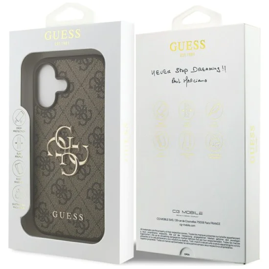 Калъф за iPhone 17 - Guess - Hardcase 4G Big Logo (GUHCP17S4GMGBR) - Кафяв