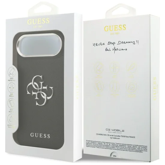 Калъф за iPhone 17 Air - Guess - Hardcase 4G Grained Big and Classic Logo (GUHCP17MPG4SMCEK) - Черен
