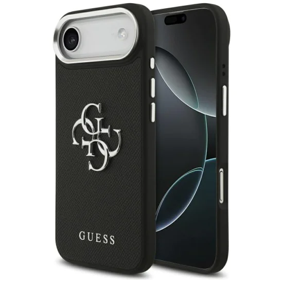 Калъф за iPhone 17 Air - Guess - Hardcase 4G Grained Big and Classic Logo (GUHCP17MPG4SMCEK) - Черен