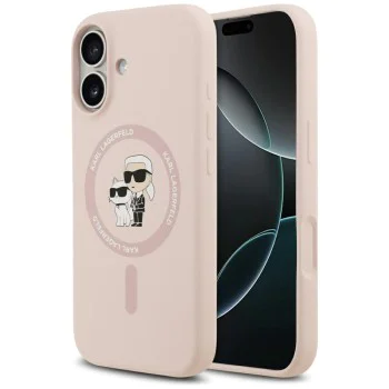Калъф за iPhone 17 - Karl Lagerfeld - Силиконов пръстен MagSafe (KLHMP17SSCMKCRHP) - Розов