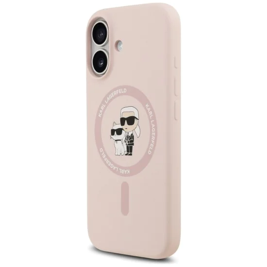 Калъф за iPhone 17 - Karl Lagerfeld - Силиконов пръстен MagSafe (KLHMP17SSCMKCRHP) - Розов