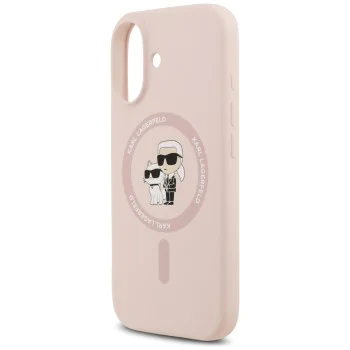 Калъф за iPhone 17 - Karl Lagerfeld - Силиконов пръстен MagSafe (KLHMP17SSCMKCRHP) - Розов