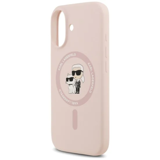 Калъф за iPhone 17 - Karl Lagerfeld - Силиконов пръстен MagSafe (KLHMP17SSCMKCRHP) - Розов