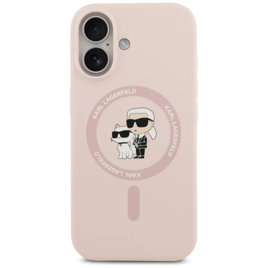 Калъф за iPhone 17 - Karl Lagerfeld - Силиконов пръстен MagSafe (KLHMP17SSCMKCRHP) - Розов