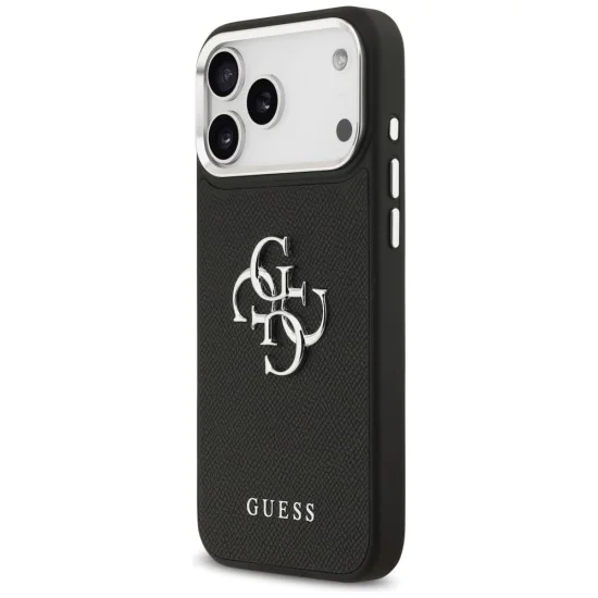 Калъф за iPhone 17 Pro Max - Guess - Hardcase 4G Grained Big and Classic Logo (GUHCP17XPG4SMCEK) - Черен