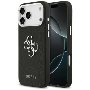 Калъф за iPhone 17 Pro Max - Guess - Hardcase 4G Grained Big and Classic Logo (GUHCP17XPG4SMCEK) - Черен