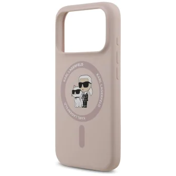 Калъф за iPhone 17 Pro - Karl Lagerfeld - Силиконов пръстен MagSafe (KLHMP17LSCMKCRHP) - Розов