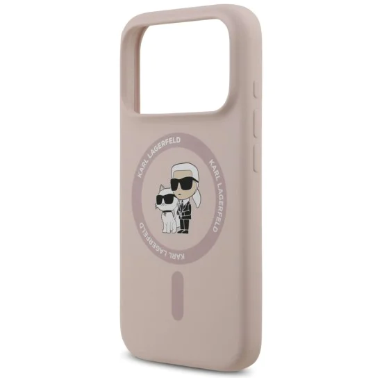 Калъф за iPhone 17 Pro - Karl Lagerfeld - Силиконов пръстен MagSafe (KLHMP17LSCMKCRHP) - Розов