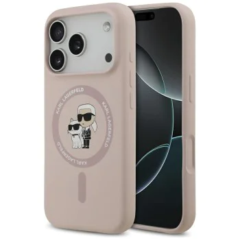 Калъф за iPhone 17 Pro - Karl Lagerfeld - Силиконов пръстен MagSafe (KLHMP17LSCMKCRHP) - Розов