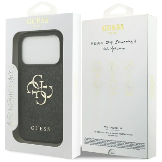 Калъф за iPhone 17 Pro - Guess - Hardcase 4G Big Logo (GUHCP17L4GMGGR) - Черен