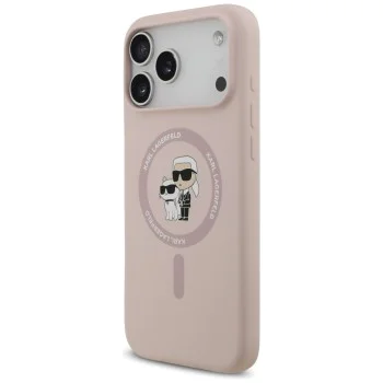 Калъф за iPhone 17 Pro Max - Karl Lagerfeld - Силиконов пръстен MagSafe (KLHMP17XSCMKCRHP) - Розов